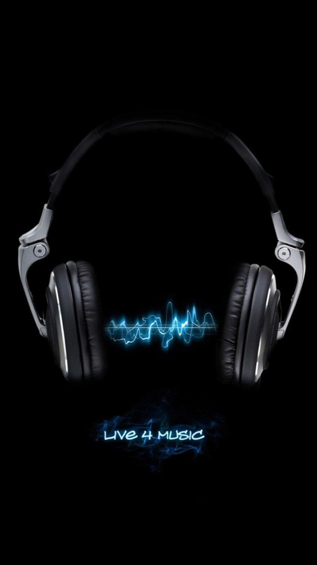 Headphones neon sound wave live free wallpaper for mobile - medium preview image
