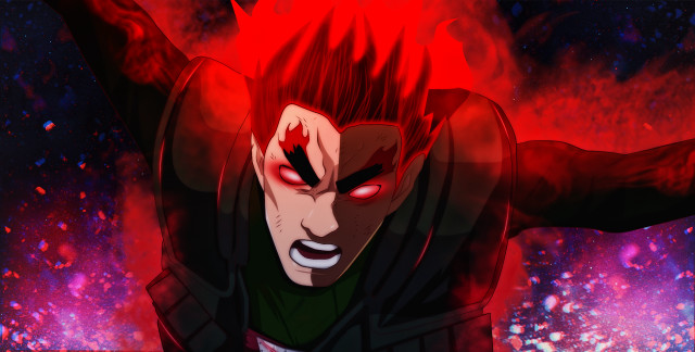 Demonic redhair blackoutfit redeyes celshading free wallpaper for desktop - medium preview image