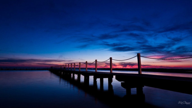 Dock poles sunset dawn blue free wallpaper for desktop - medium preview image