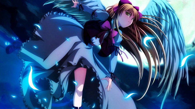 Girl cat angel demon fullmoon free wallpaper for desktop - medium preview image