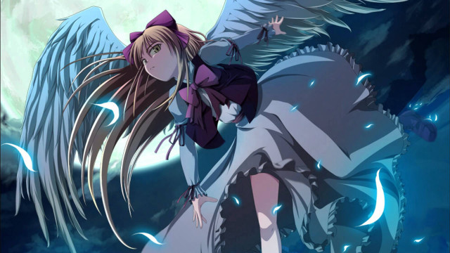 Girl hat wings full moon free wallpaper for desktop - medium preview image