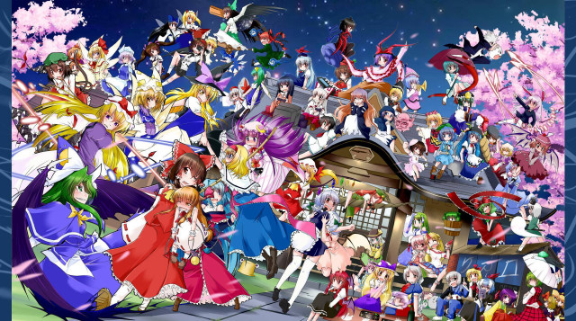 Anime characters house sky pink free wallpaper for desktop - medium preview image