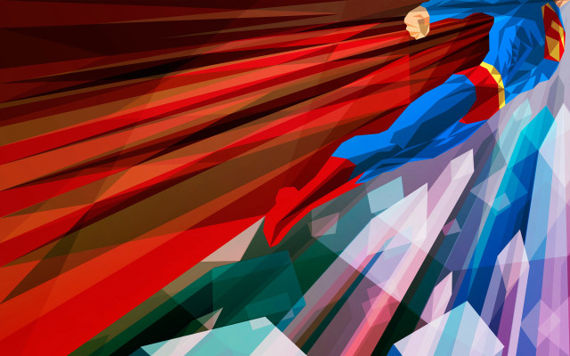 Man superman suit flying red free wallpaper for desktop - medium preview image