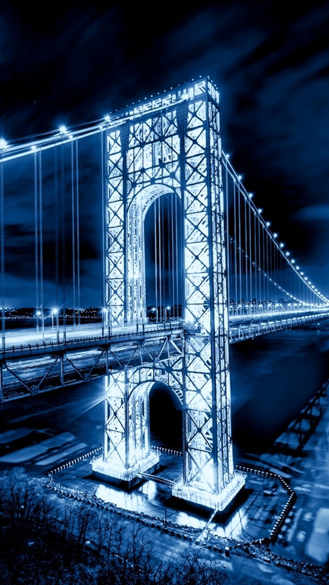 Large bridge night lights long free wallpaper for mobile - medium preview image