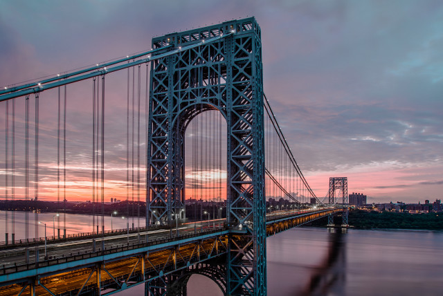 Bridge water sunset city distance free wallpaper for desktop - medium preview image