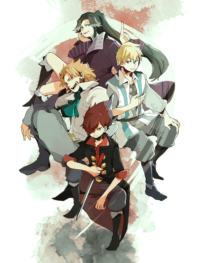 Anime characters group sitting white free wallpaper for mobile - medium preview image