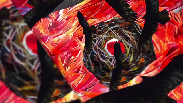 Colorful abstract bird nest red free wallpaper for desktop - medium preview image