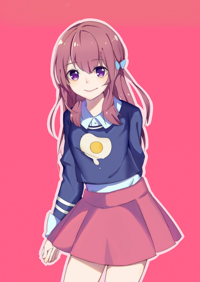 Girl blue shirt pink skirt free wallpaper for mobile - medium preview image