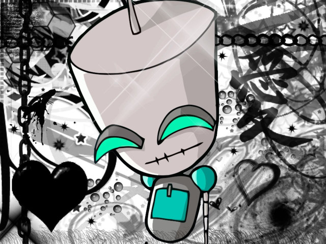 Cartoon robot heart graffiti pop free wallpaper for desktop - medium preview image