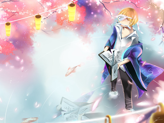 Woman blue coat rope book free wallpaper for desktop - medium preview image