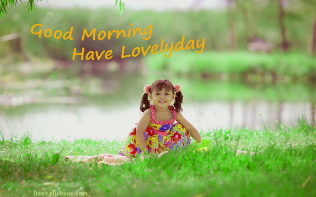 Little girl grass good morning free wallpaper for desktop - medium preview image