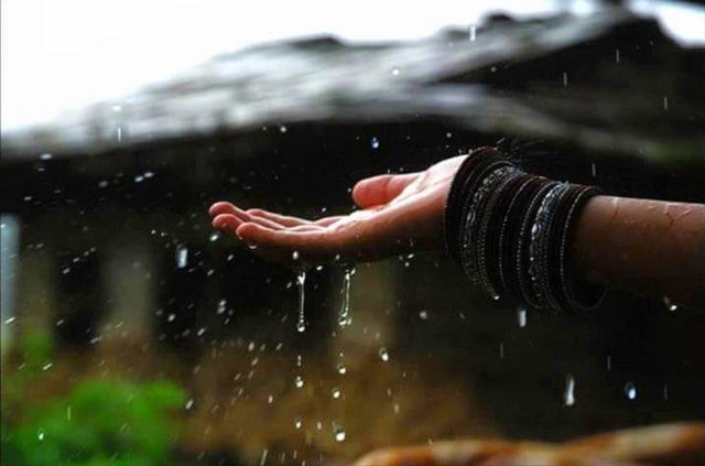 Hand reaching rain shower house free wallpaper for desktop - medium preview image