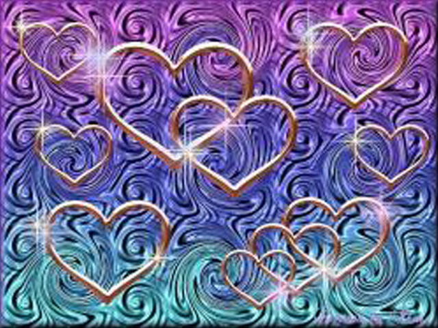 Hearts purple background blue swirls free wallpaper for desktop - medium preview image