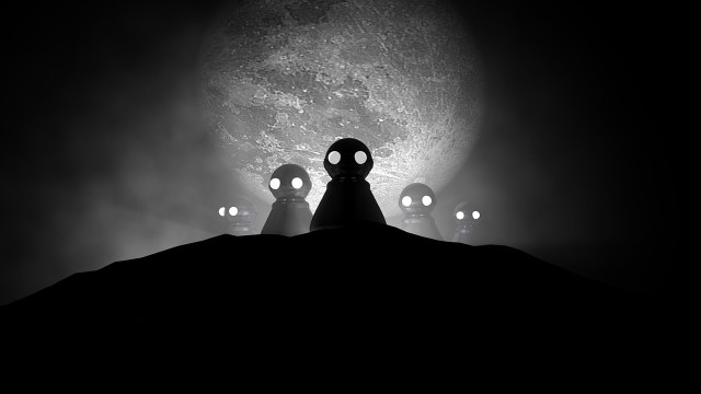 Three lights hill dark moon free wallpaper for desktop - medium preview image