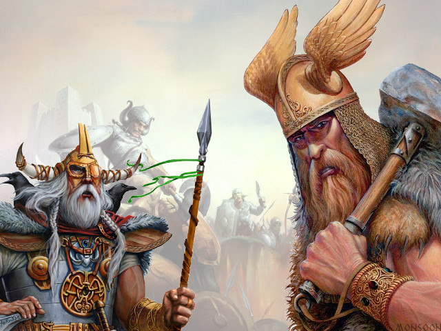 Man with staff and man free wallpaper for desktop - medium preview image