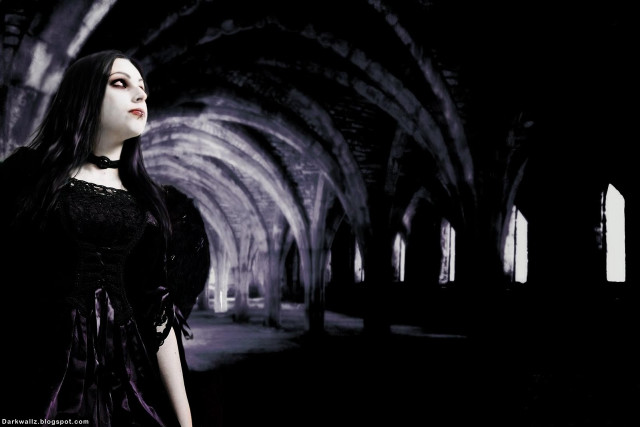 Gothic woman dark tunnel arches free wallpaper for desktop - medium preview image