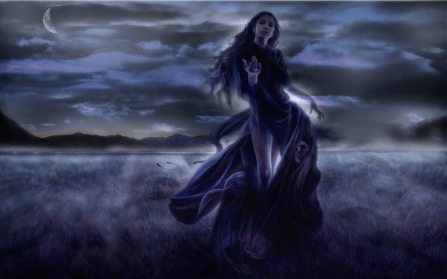 Woman long dress field full free wallpaper for desktop - medium preview image