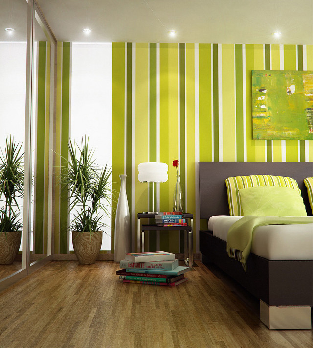Bedroom nightstand painting green stripes free wallpaper for tablet - medium preview image
