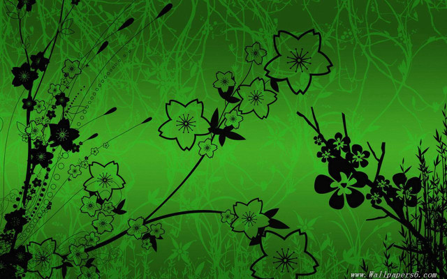 Green background black flowers grass free wallpaper for desktop - medium preview image