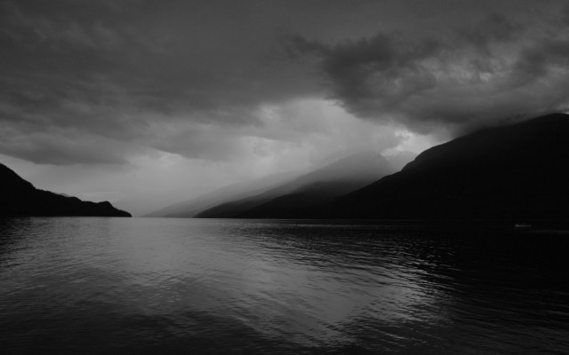 Lake mountains cloudy sky black free wallpaper for desktop - medium preview image
