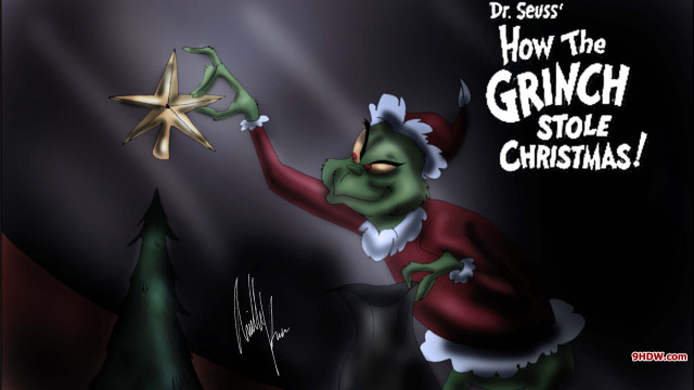 Grinch holding star pointing caption free wallpaper for desktop - medium preview image