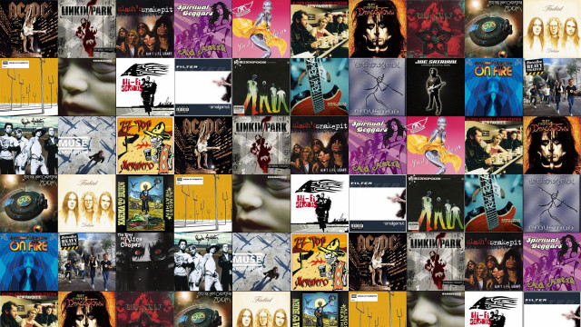 Collage people music instruments colors free wallpaper for desktop - medium preview image