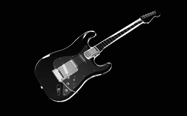 Black white guitar black background free wallpaper for desktop - medium preview image