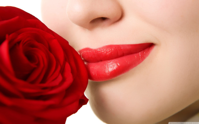 Woman red rose mouth white #3 free wallpaper for desktop - medium preview image