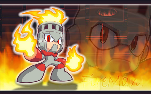 Cartoon fireman helmet fireball character free wallpaper for desktop - medium preview image