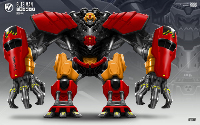 Robot red yellow body arms free wallpaper for desktop - medium preview image