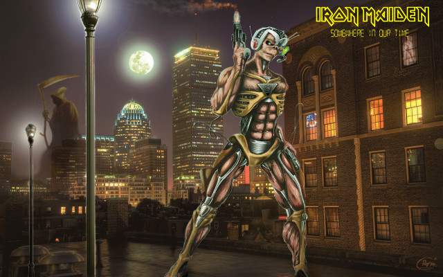 Woman bodysuit gun city night free wallpaper for desktop - medium preview image