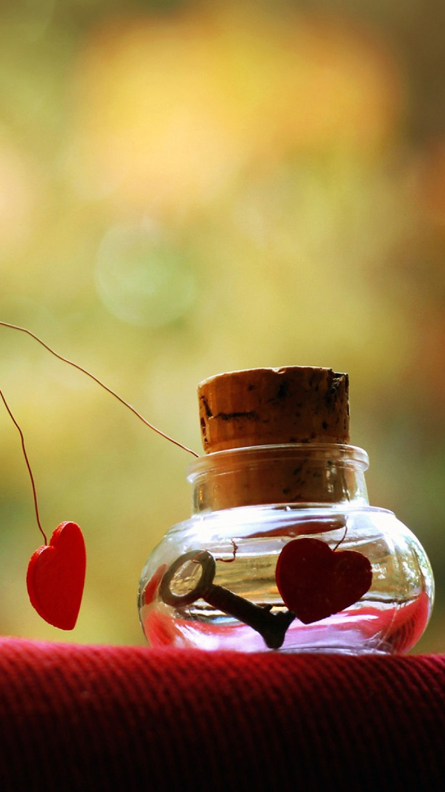 Glass jar heart shaped decoration free wallpaper for mobile - medium preview image
