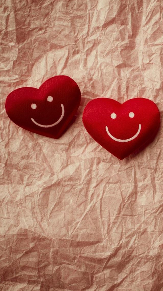 Red hearts smiley paper romantic free wallpaper for mobile - medium preview image