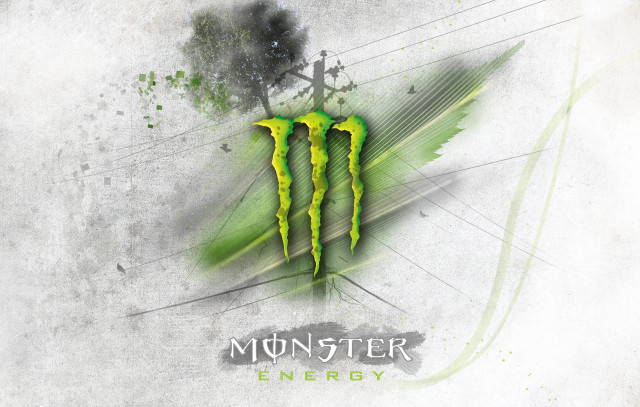 Monster energy logo white green free wallpaper for desktop - medium preview image