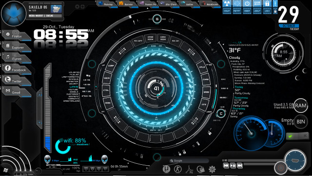 Futuristic interface blue circle speedometer free wallpaper for desktop - medium preview image