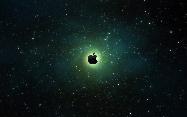 Apple logo space stars green free wallpaper for desktop - medium preview image