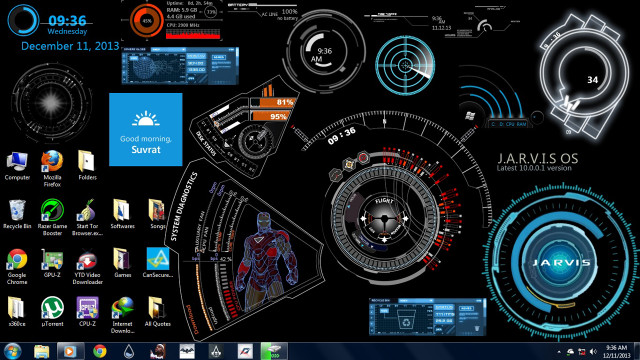 Futuristic computer screen interface clock free wallpaper for desktop - medium preview image