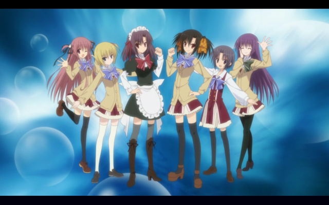 Anime girls blue background bubbles free wallpaper for desktop - medium preview image