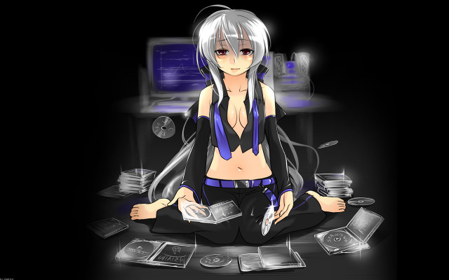 Woman sitting floor laptop book free wallpaper for desktop - medium preview image