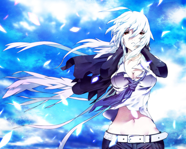 White hair woman black outfit free wallpaper for desktop - medium preview image
