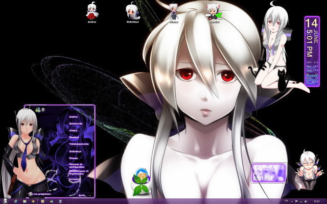 Anime girl white hair red #11 free wallpaper for desktop - medium preview image