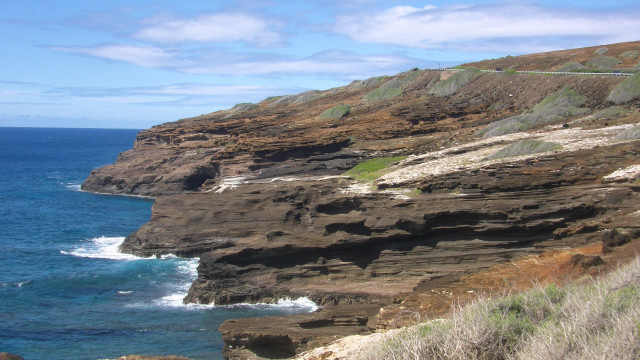 Cliff road ocean cliff face free wallpaper for desktop - medium preview image
