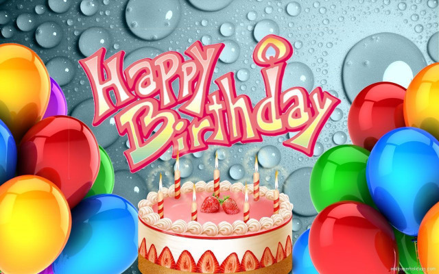 Birthday cake candles balloons water free wallpaper for desktop - medium preview image