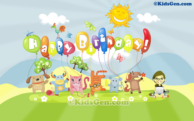 Animals balloons happy birthday person free wallpaper for desktop - medium preview image