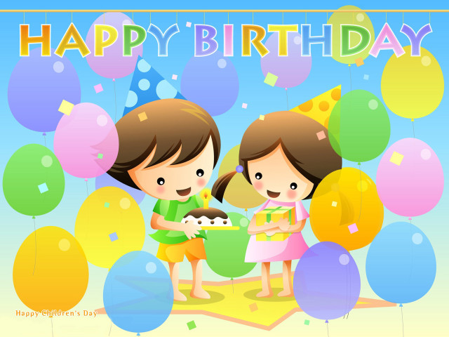 Girls cake balloons happy birthday free wallpaper for desktop - medium preview image