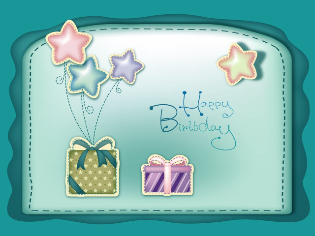 Birthday card gift box stars free wallpaper for desktop - medium preview image