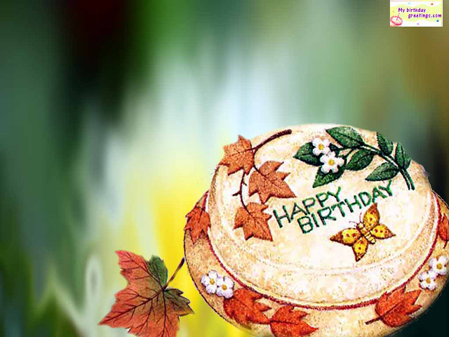Happy birthday cake leaves flowers free wallpaper for desktop - medium preview image