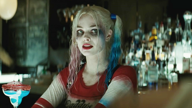 Woman blue hair makeup bar free wallpaper for desktop - medium preview image