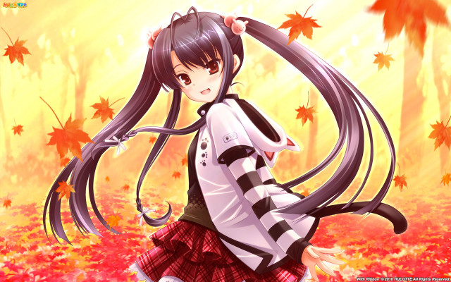 Girl leaves autumn fire flame free wallpaper for desktop - medium preview image