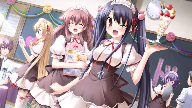 Anime girls room clock cake free wallpaper for desktop - medium preview image